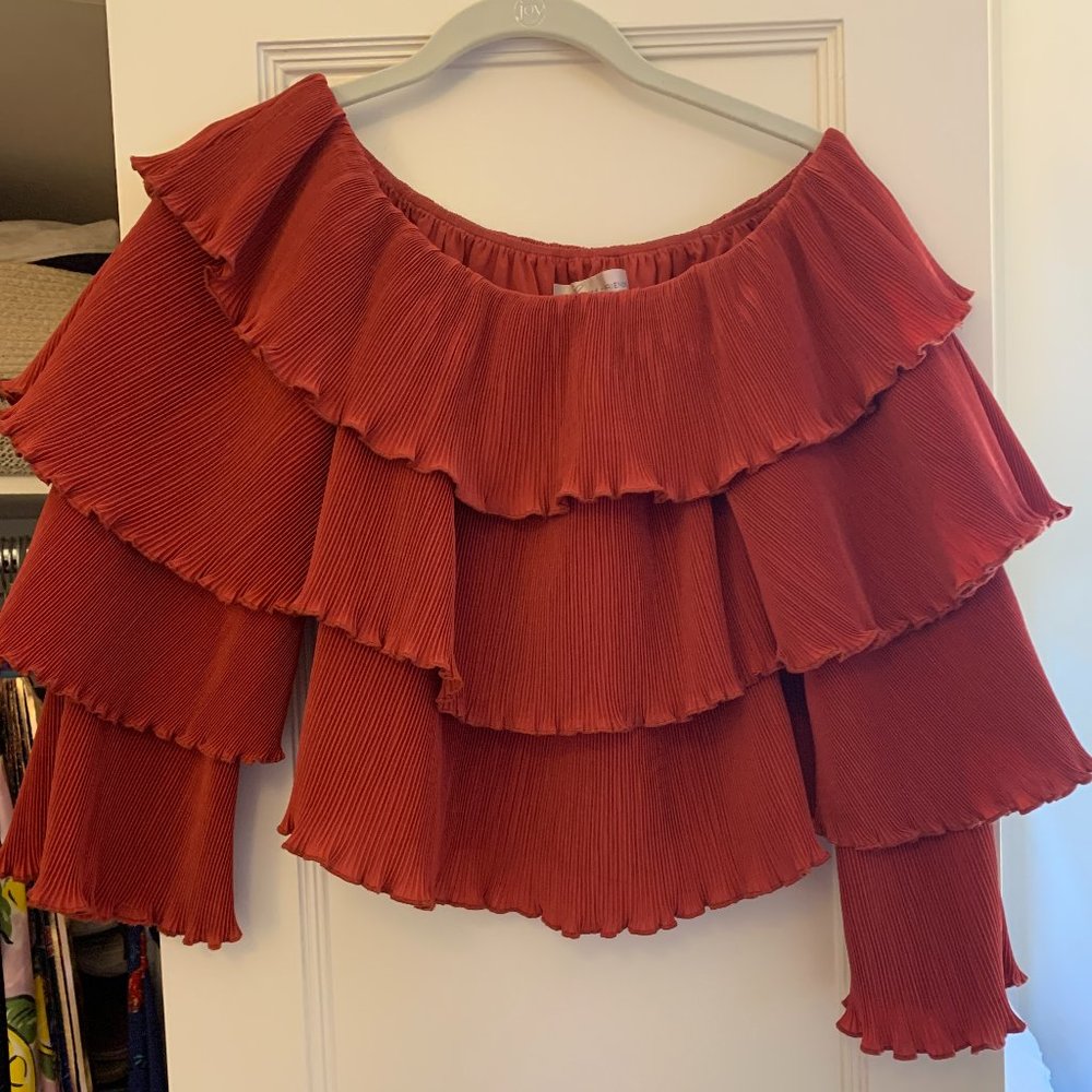 Lovers and Friends Red Long Sleeve Ruffle Top